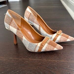 Vince Camuto Tan and Brown High Heels with Textured Fabric